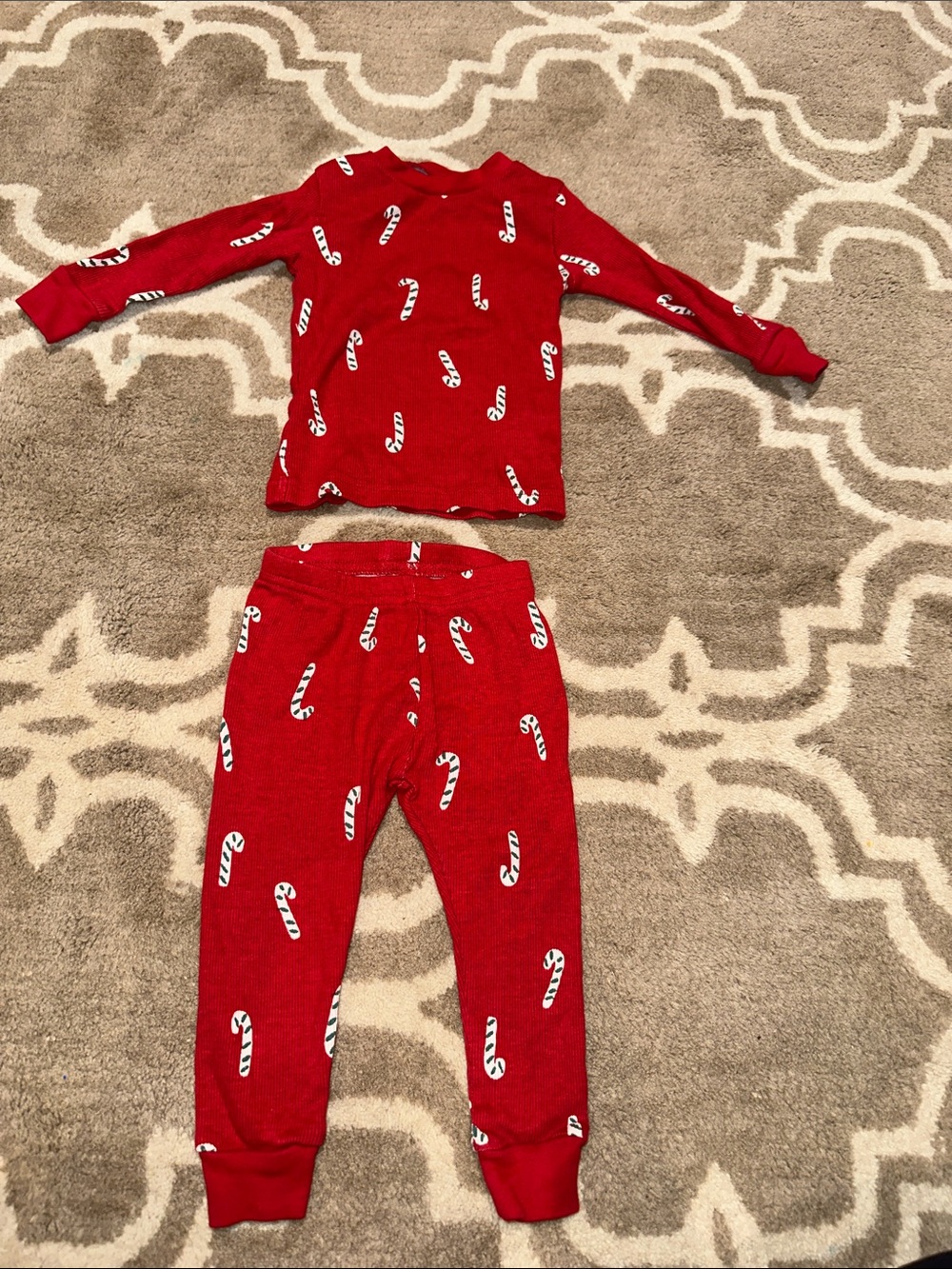 Carter's Red Candy Cane Print Kids Pajama Set